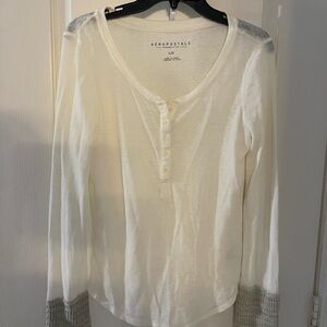 Aeropostale Women's Cream Henley Blouse